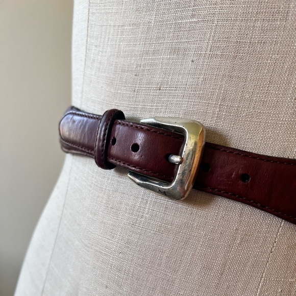Brighton Vintage Leather Woven Brown Black Belt Silver Buckle Boho Classic Chic main image 11
